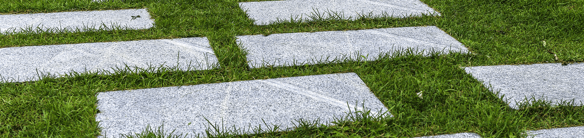Beautiful walkway surrounded by grass and landscaping