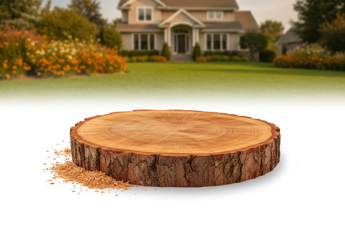 Large tree being professionally removed from a residential property